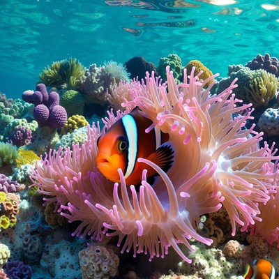 Clownfish in Pink Anemone