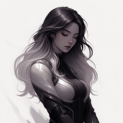 Anime girl in black bodysuit