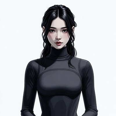 Asian woman in black turtleneck