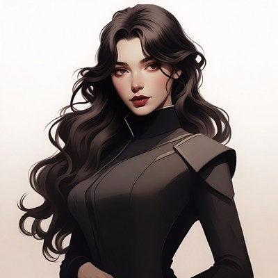 Woman in black futuristic armor