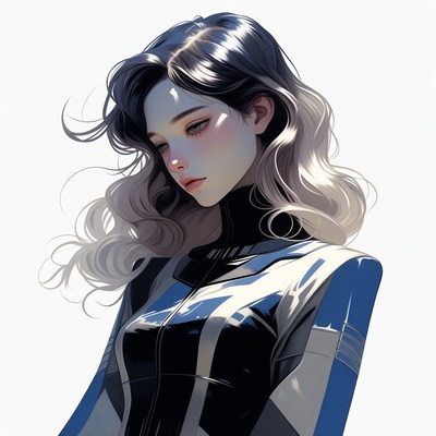 Anime girl in black futuristic suit