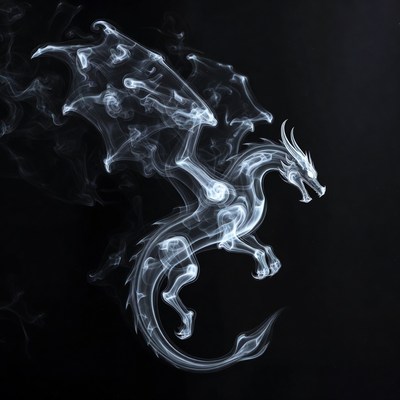 Smoke Dragon Illustration on Black