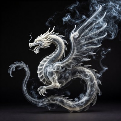 White Dragon in Smoke Mist