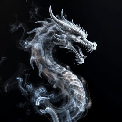 White Dragon with Smoke Effects