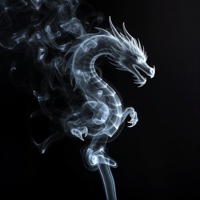 White Dragon in Smoke