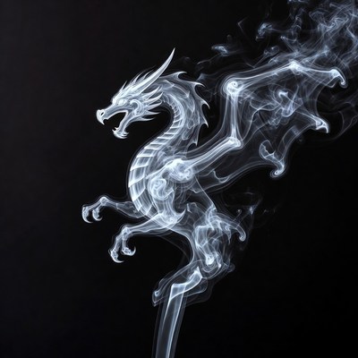 White Dragon Smoke Art