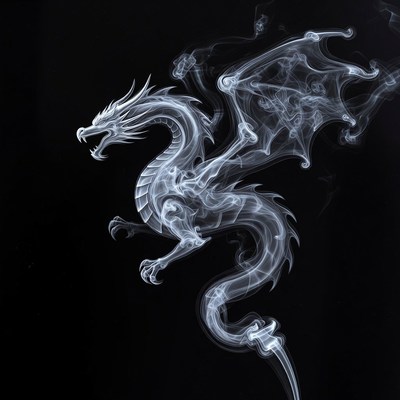 White Dragon Made of Smoke
