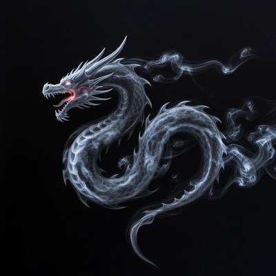 Silver Dragon with Red Eyes