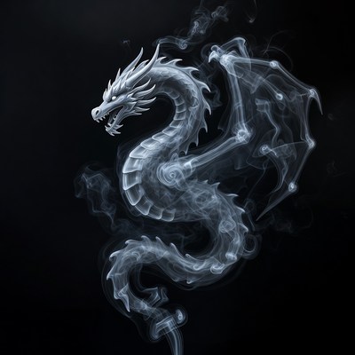 White smoky dragon illustration