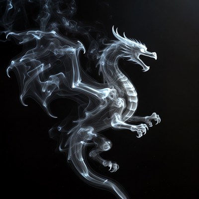 White Smoke Dragon Illustration