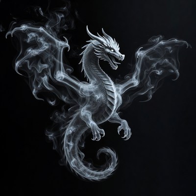 White smoky dragon illustration