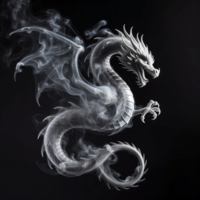 White Dragon in Smoke
