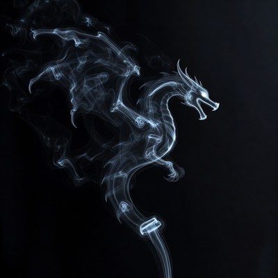 Smoke Dragon Illustration on Black Background