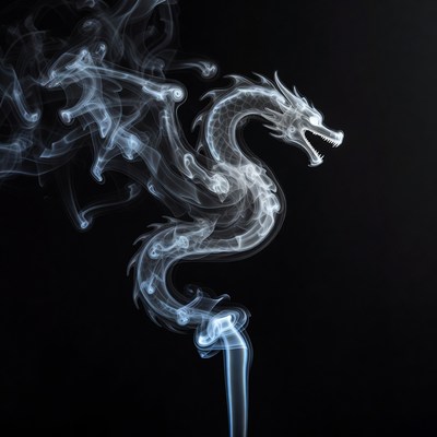 White smoky dragon on black