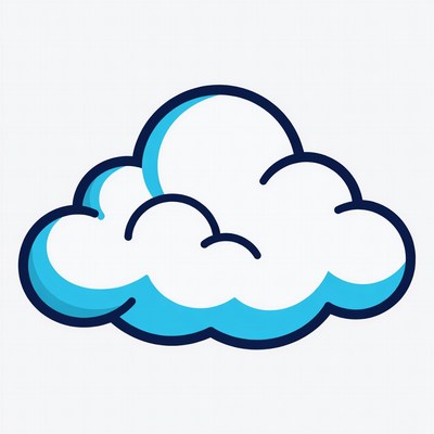 Blue outline fluffy cloud illustration