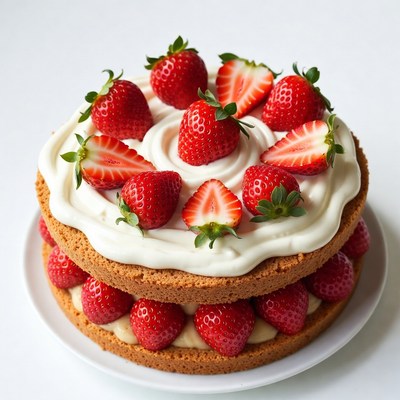Strawberry Cake with Whipped Cream