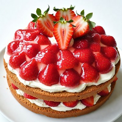 Strawberry Cake with Whipped Cream