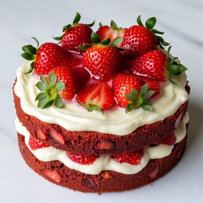 Red Velvet Cake with Strawberries