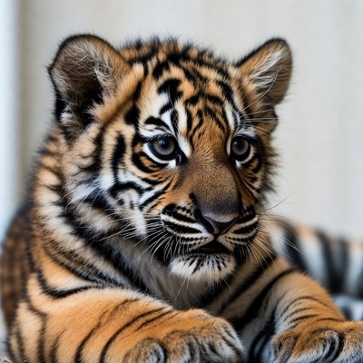 Cute tiger cub close-up