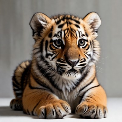 Cute baby tiger lying down