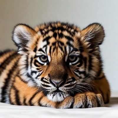 Cute tiger cub close-up