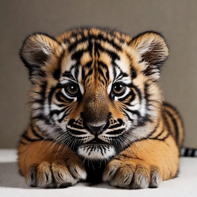 Cute baby tiger close-up