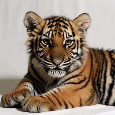 Cute tiger cub lying down