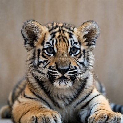 Cute baby tiger lying down