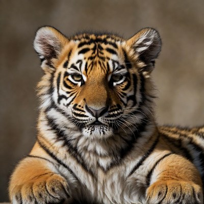 Cute tiger cub close-up