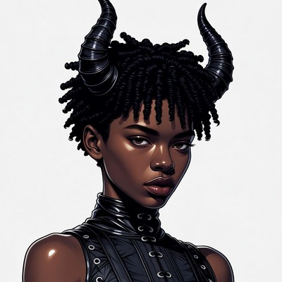 African-American woman with demon horns