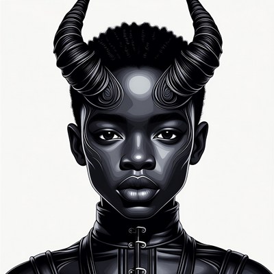 African woman with demon horns