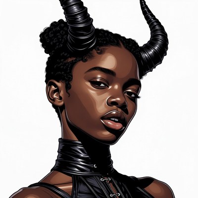 African-American woman with demon horns
