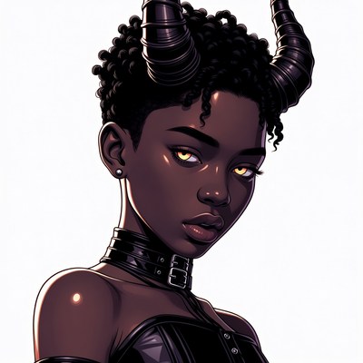 Black woman with demon horns