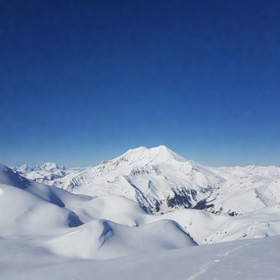 Snowy Mountain Peak in Winter Landscape