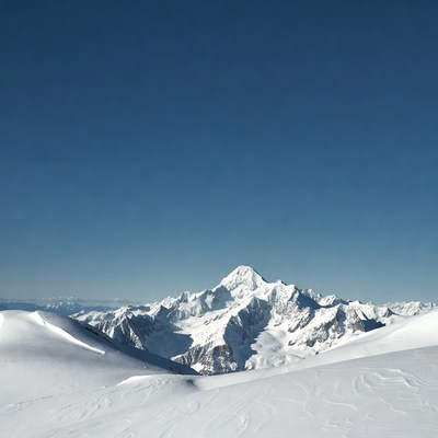 Snowy Mountain Peak Blue Sky