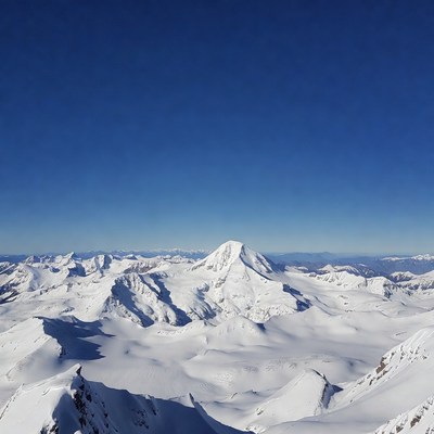 Snowy Mountain Peak Aerial View