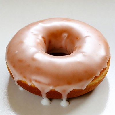 Pink Glazed Donut on White Background