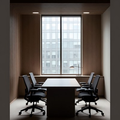 Modern Empty Meeting Room with City View