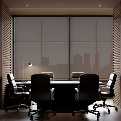 Empty modern conference room at night