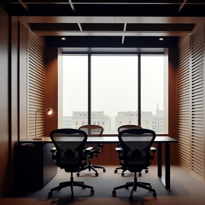 Modern Empty Office with Desk Chairs