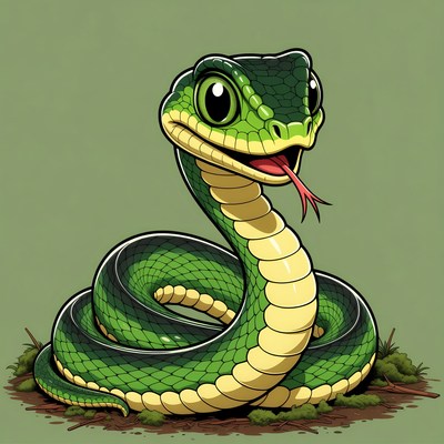 Cute green cartoon snake