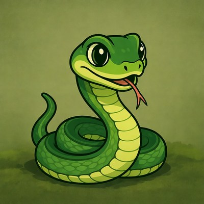 Cute green cartoon snake