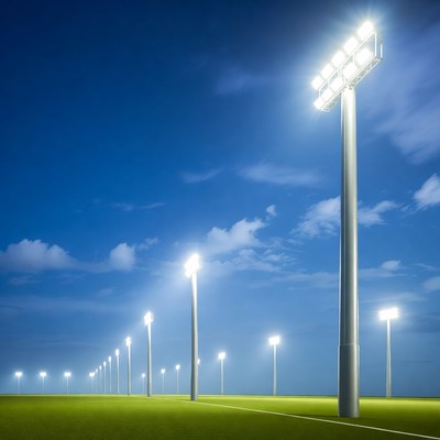 Floodlit Soccer Field at Night
