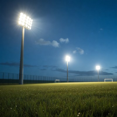 Floodlit Soccer Field at Night