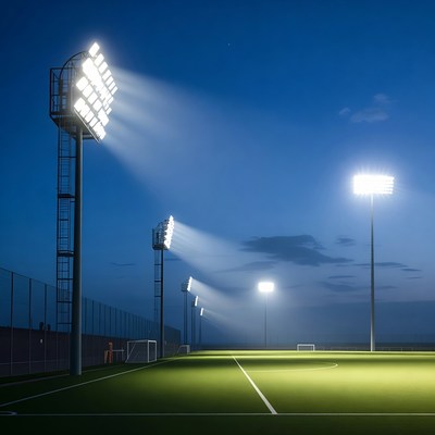 Floodlit Soccer Field at Night