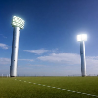 Floodlit Soccer Field at Dusk