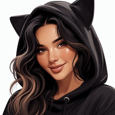 Woman in black cat ear hoodie