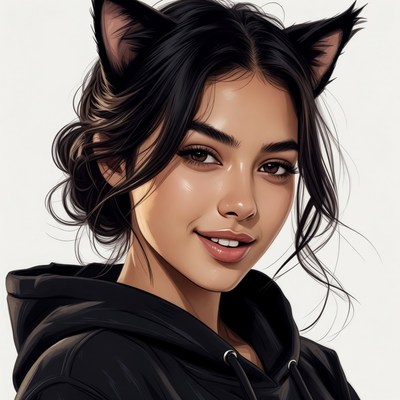 Asian girl with cat ears
