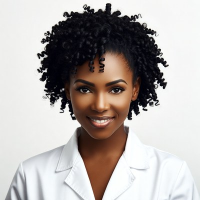 African-American woman with curly hair