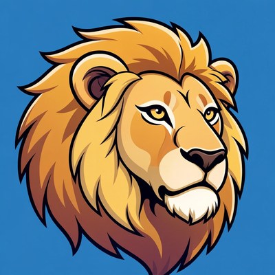 Cartoon Lion Head Illustration